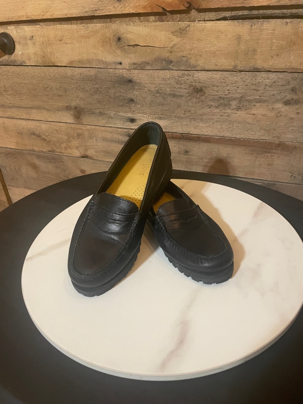 Women's Black Leather Penny Loafers - Cushioned Comfort